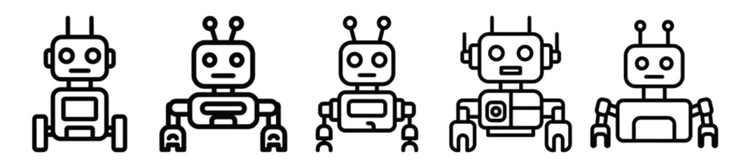 Obraz premium Outline education icons of robotics . Education Editable stroke vector illustration design