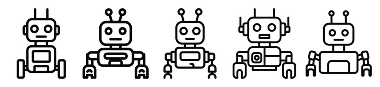 Outline education icons of robotics . Education  Editable stroke vector illustration design