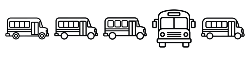 Outline education icons of school bus . Education  Editable stroke vector illustration design © Pallobroy