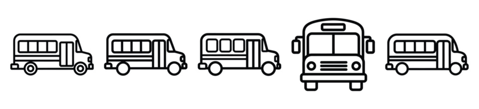 Outline education icons of school bus . Education  Editable stroke vector illustration design