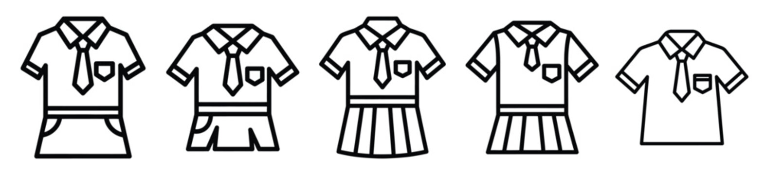 Outline education icons of school uniform . Education  Editable stroke vector illustration design