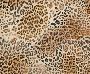 Watercolor leopard print fabric with swirling patterns and muted colors,  animal print,  luxury fabric ,  textile design
