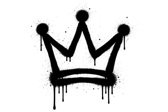 Grunge graffiti crown with dripping ink effect on white background