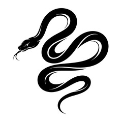 Fototapeta premium Sleek black snake silhouette design on white background