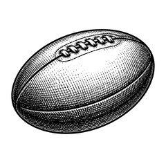Hand drawn rugby ball with vintage engraving style