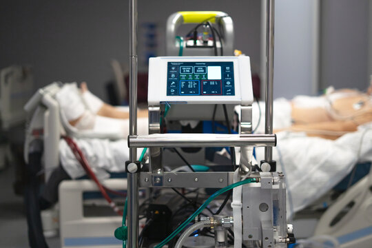 Ecmo machine monitoring patient vital signs in hospital icu