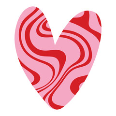 Cute and minimal Hand Drawn textured heart shape for Valentines Day. Trendy Red and Pink Love symbol with  abstract pattern. Vector art illustration isolated on white background