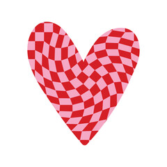 Cute and minimal Hand Drawn textured heart shape for Valentines Day. Trendy Red and Pink Love symbol with  abstract pattern. Vector art illustration isolated on white background