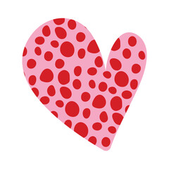 Cute and minimal Hand Drawn textured heart shape for Valentines Day. Trendy Red and Pink Love symbol with  abstract pattern. Vector art illustration isolated on white background