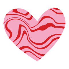 Cute and minimal Hand Drawn textured heart shape for Valentines Day. Trendy Red and Pink Love symbol with  abstract pattern. Vector art illustration isolated on white background