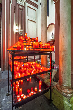 Votive Candles San Judas Tadeo Church Seville Spain Lit Prayer Faith