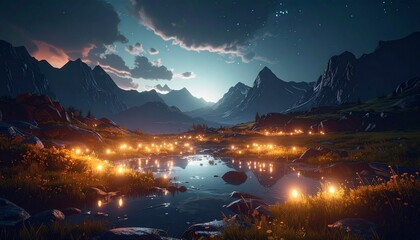 記憶が光として漂う幻想風景