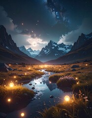 記憶が光として漂う幻想風景