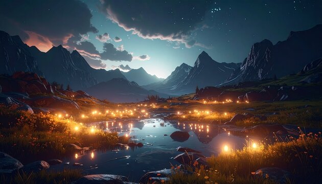 記憶が光として漂う幻想風景