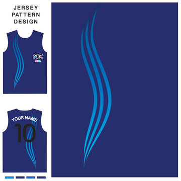 Abstract wave blue concept vector jersey pattern template for printing or sublimation sports uniforms football volleyball basketball e-sports cycling and fishing Free Vector.