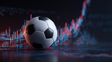 soccer ball with a background of statistical graphs