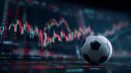 soccer ball with a background of statistical graphs