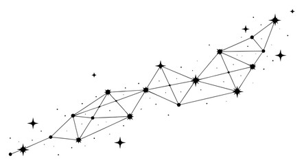 Abstract geometric constellation connection with stars and data lines