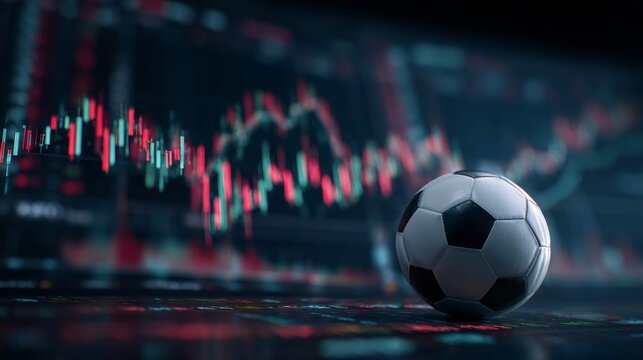 soccer ball with a background of statistical graphs - Powered by Adobe