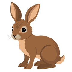 Fototapeta premium Сute fluffy baby bunny. Colorful illustration rabbit side view. Greeting card Happy Easter for decorative, banner, poster, card. Isolated vector illustration on white background