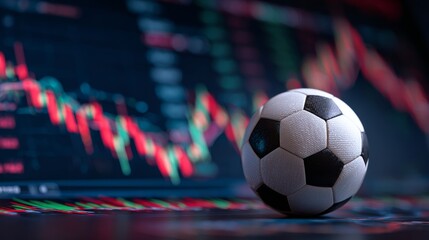 soccer ball with a background of statistical graphs