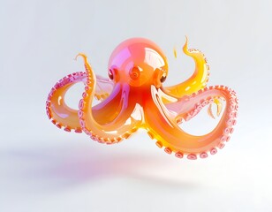 Glossy, vibrant octopus model with tentacles outstretched against soft gradient