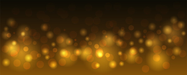 abstract background with bokeh. Festive glowing gold background with bokeh effect, vector. Beautiful background for Christmas and New Year. Template for banner, greeting card, flyer design.  © Iryna