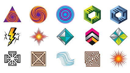 Abstract geometric logo symbols and graphic design elements