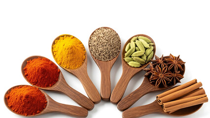 Spices in Wooden Spoons