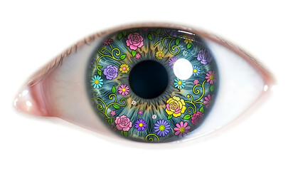 Surreal eye with floral iris