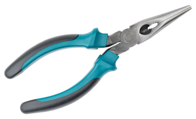 Needle or Long nose Pliers with ergonomic handles for precision work. Hand tool for gripping, bending and cutting wire. Professional pliers for electrical repair, DIY projects and mechanical tasks