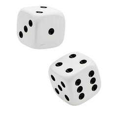 White Dice Pair with Black Dots Isolated PNG with Transparent Background