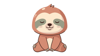 Obraz premium Adorable cartoon sloth character perched peacefully among leaves.