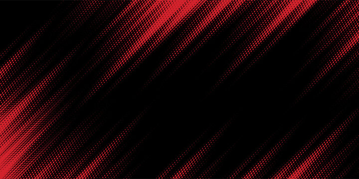 Abstract halftone dots red on black gradient grunge texture background. Modern grunge theme banner, poster, wallpaper
