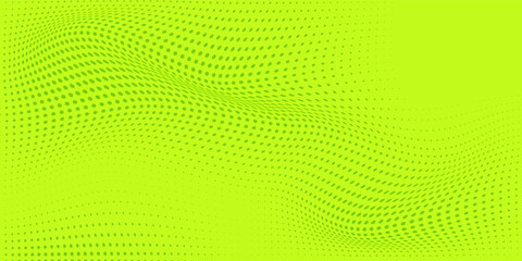 Dots halftone green color pattern gradient texture on bright green background. Flow dots style. Comic natural pop arts. Vector illustration