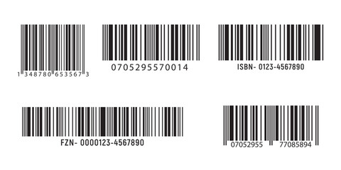 Barcode collection, set of multiple barcode graphics for retail and product identification
