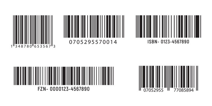 Barcode collection, set of multiple barcode graphics for retail and product identification