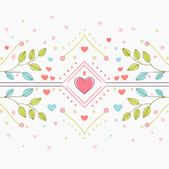 Delicate Floral Heart Pattern With Pastel Colors And Elegant Botanical Motifs On White Background