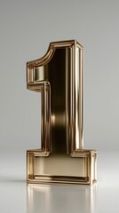 Golden Number One Trophy on Glossy Surface