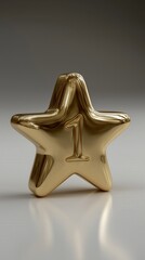 Golden Star with Number One Engraving