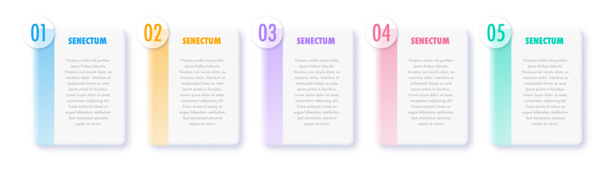 Bullet points numbers frame from 1 to 5 list markers modern style colorful trendy typography
