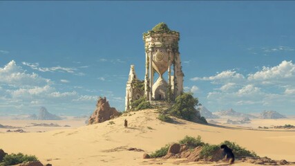 Ancient Hourglass Ruins in Desert