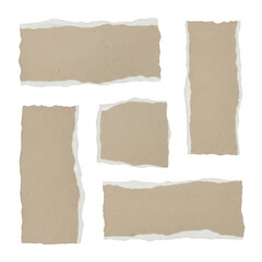 Torn paper fragments isolated on transparent background