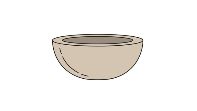 Simple Minimalist Line Art Illustration of a Half-Sphere Bowl, Ideal for Everyday Use