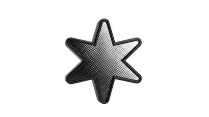 Six-Pointed Star with Halftone Pattern and Glossy Black Border