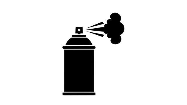 Vector illustration of a dynamic black aerosol spray can discharging a mist cloud on transparent background
