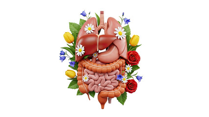 Human Organs Decorated with Flowers