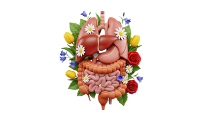 Human Organs Decorated with Flowers
