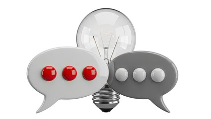 Lightbulb with Speech Bubbles Representing Ideas and Communication