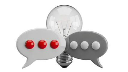 Lightbulb with Speech Bubbles Representing Ideas and Communication
